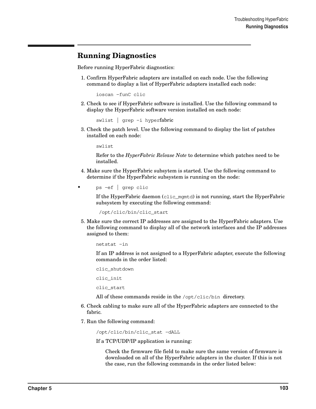 HP HyperFabric manual Running Diagnostics 