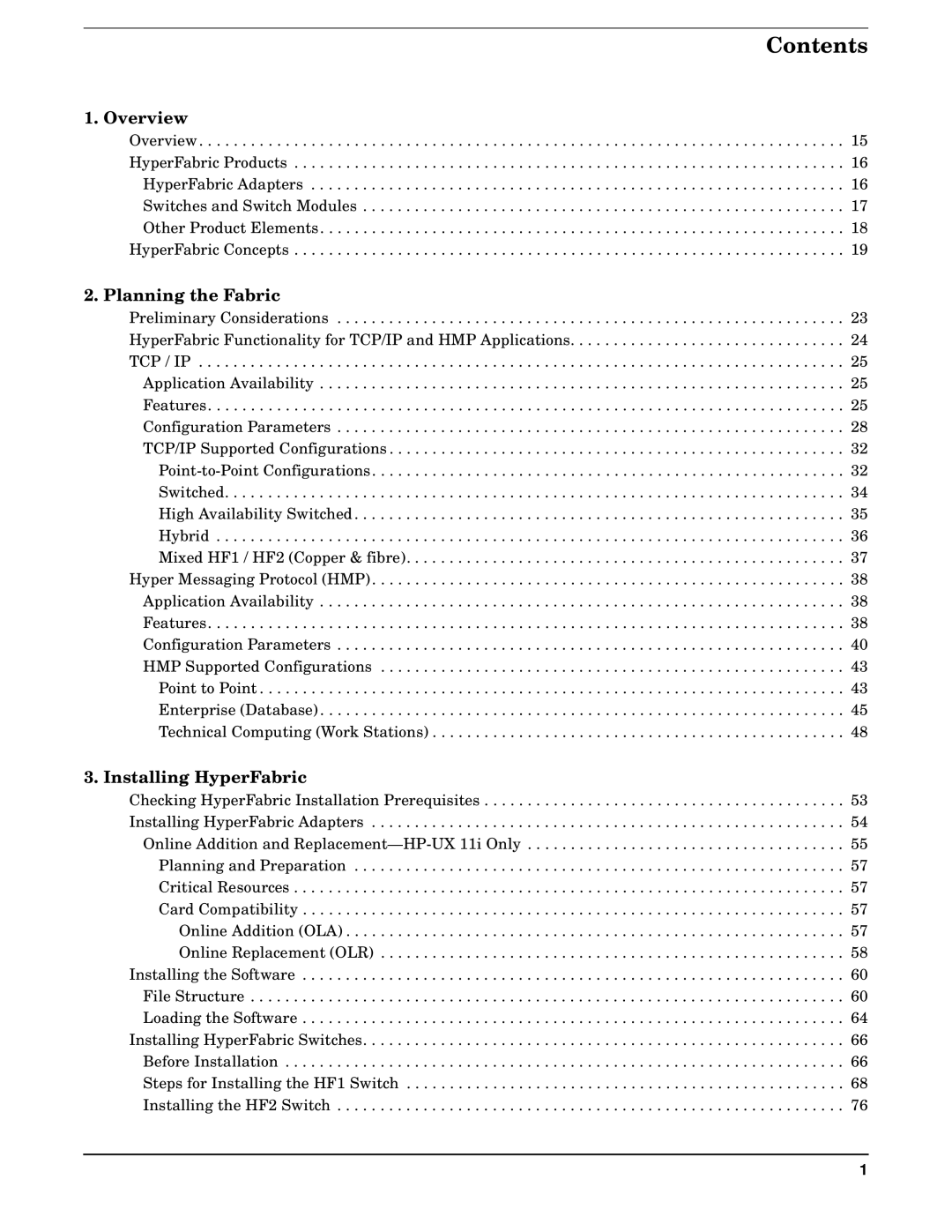 HP HyperFabric manual Contents 