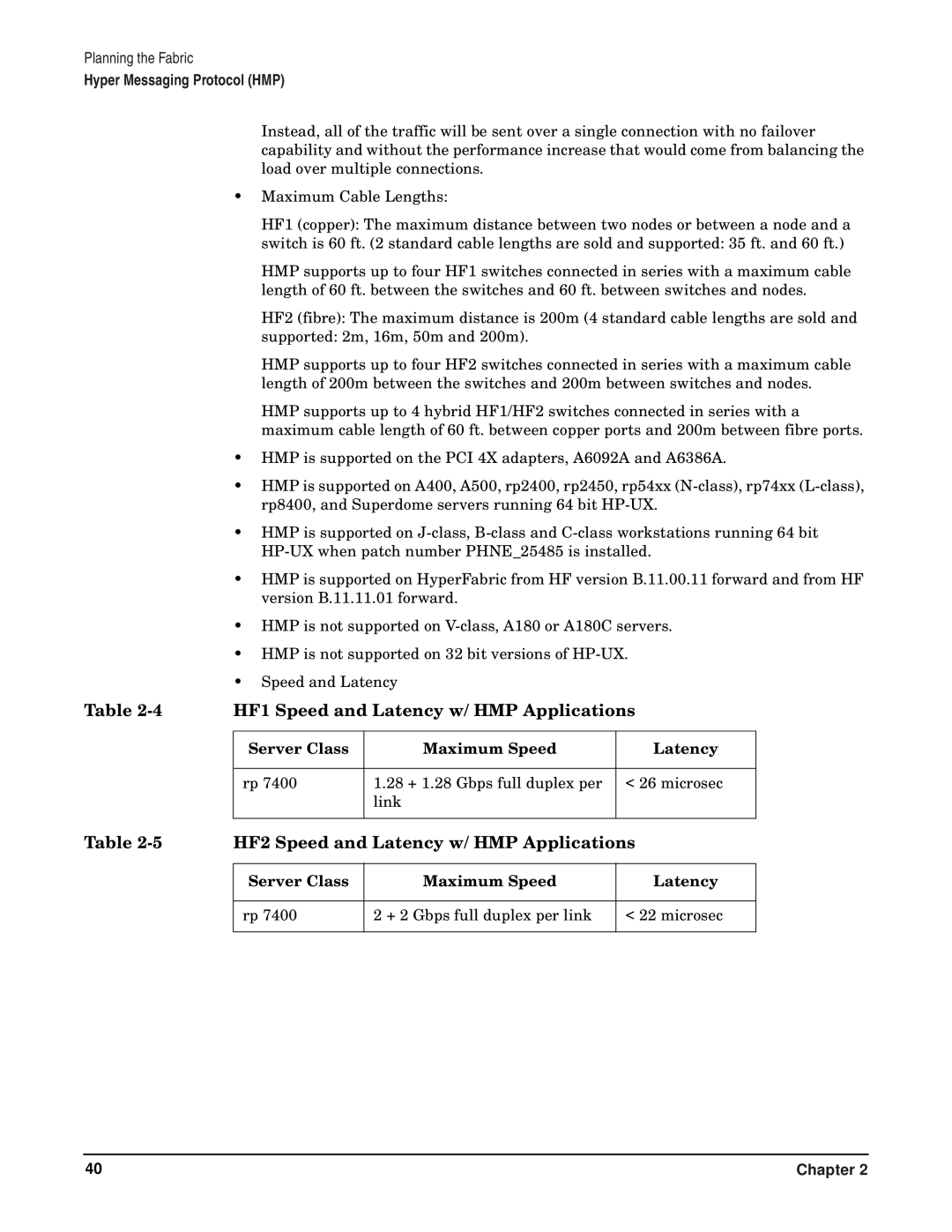 HP HyperFabric manual HF1 Speed and Latency w/ HMP Applications 