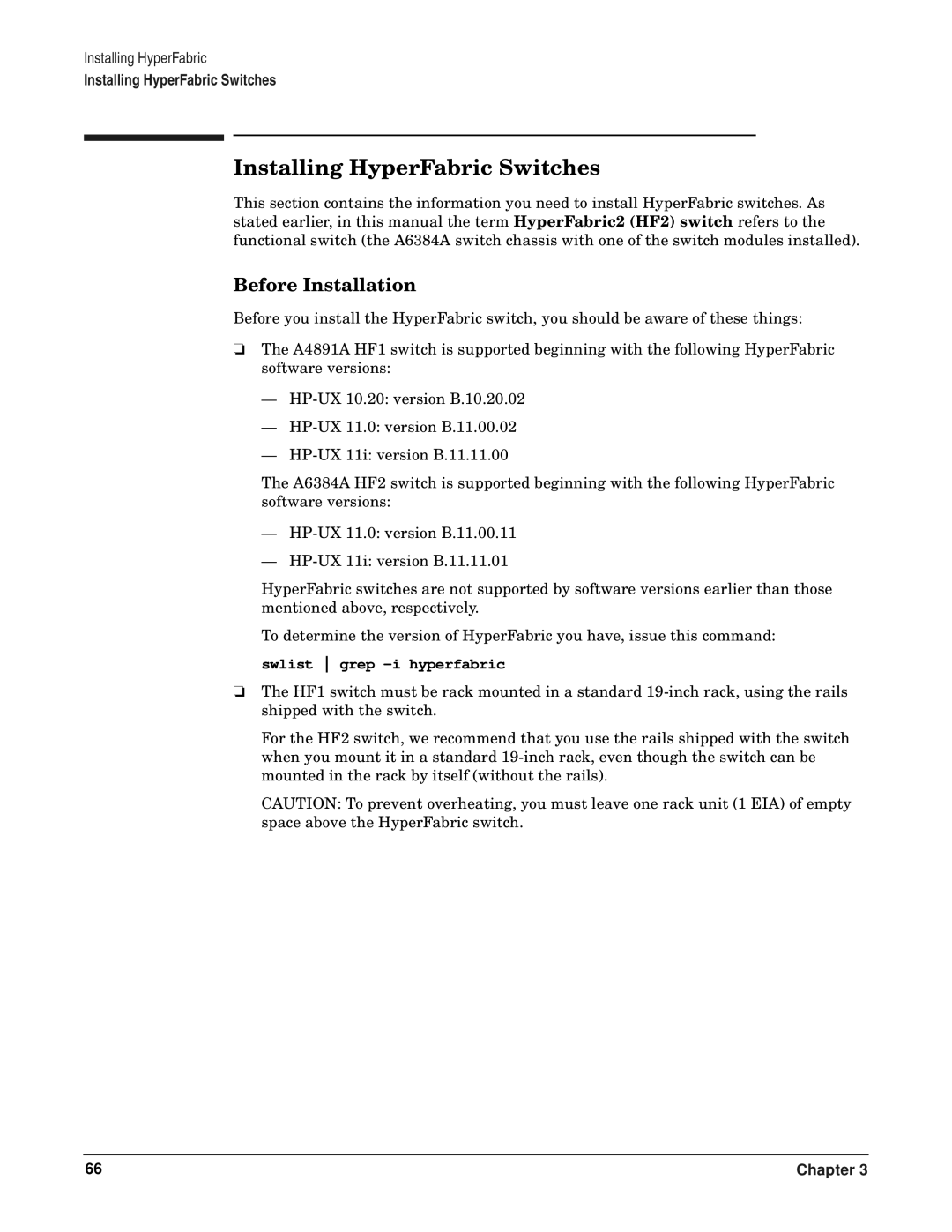 HP manual Installing HyperFabric Switches, Before Installation 