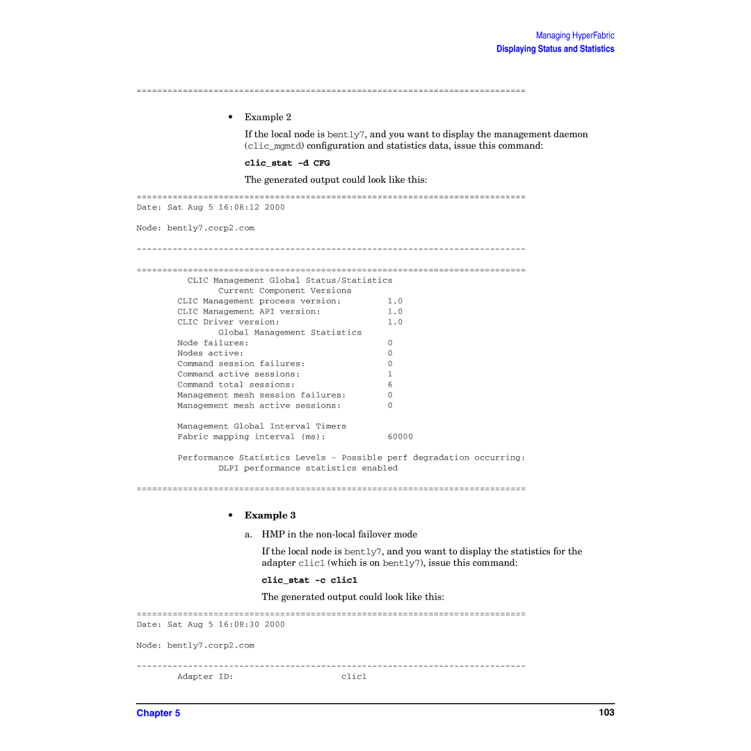 HP HyperFabric manual Clicstat -d CFG 