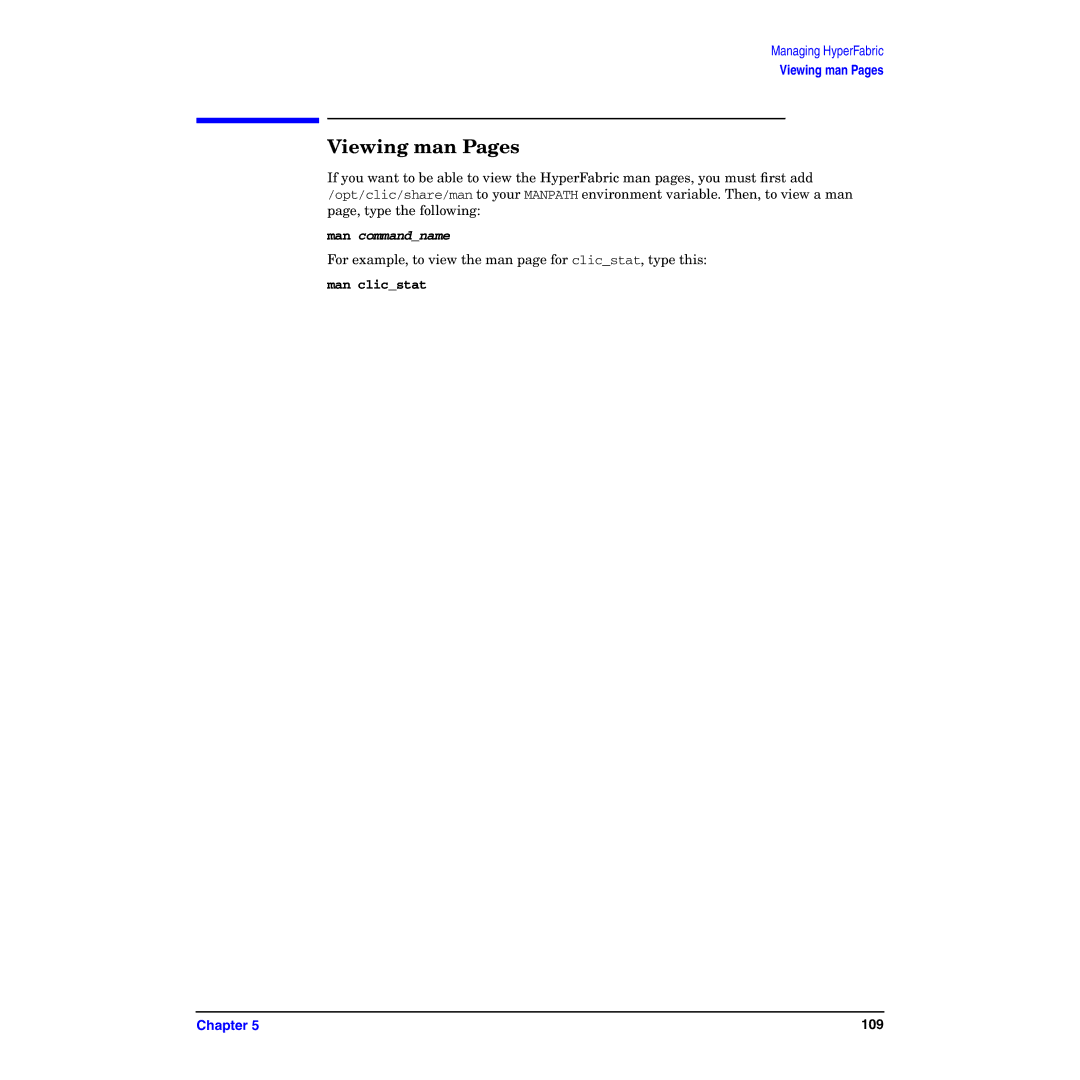 HP HyperFabric manual Viewing man Pages, Man commandname 