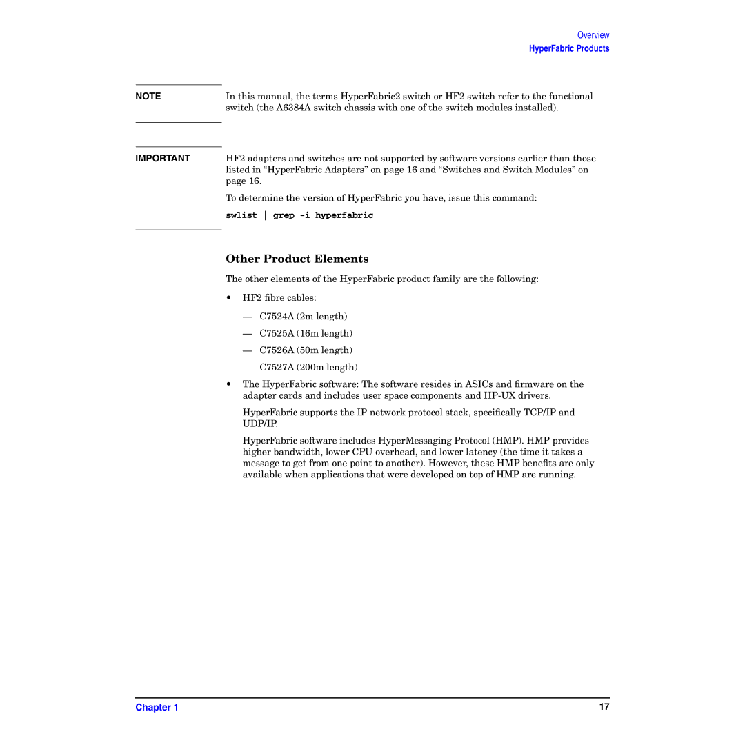 HP HyperFabric manual Other Product Elements 