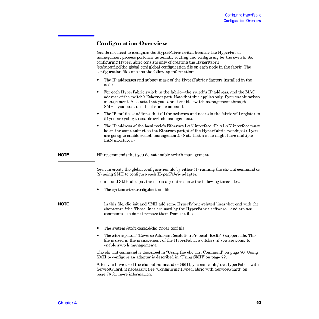 HP HyperFabric manual Conﬁguration Overview 