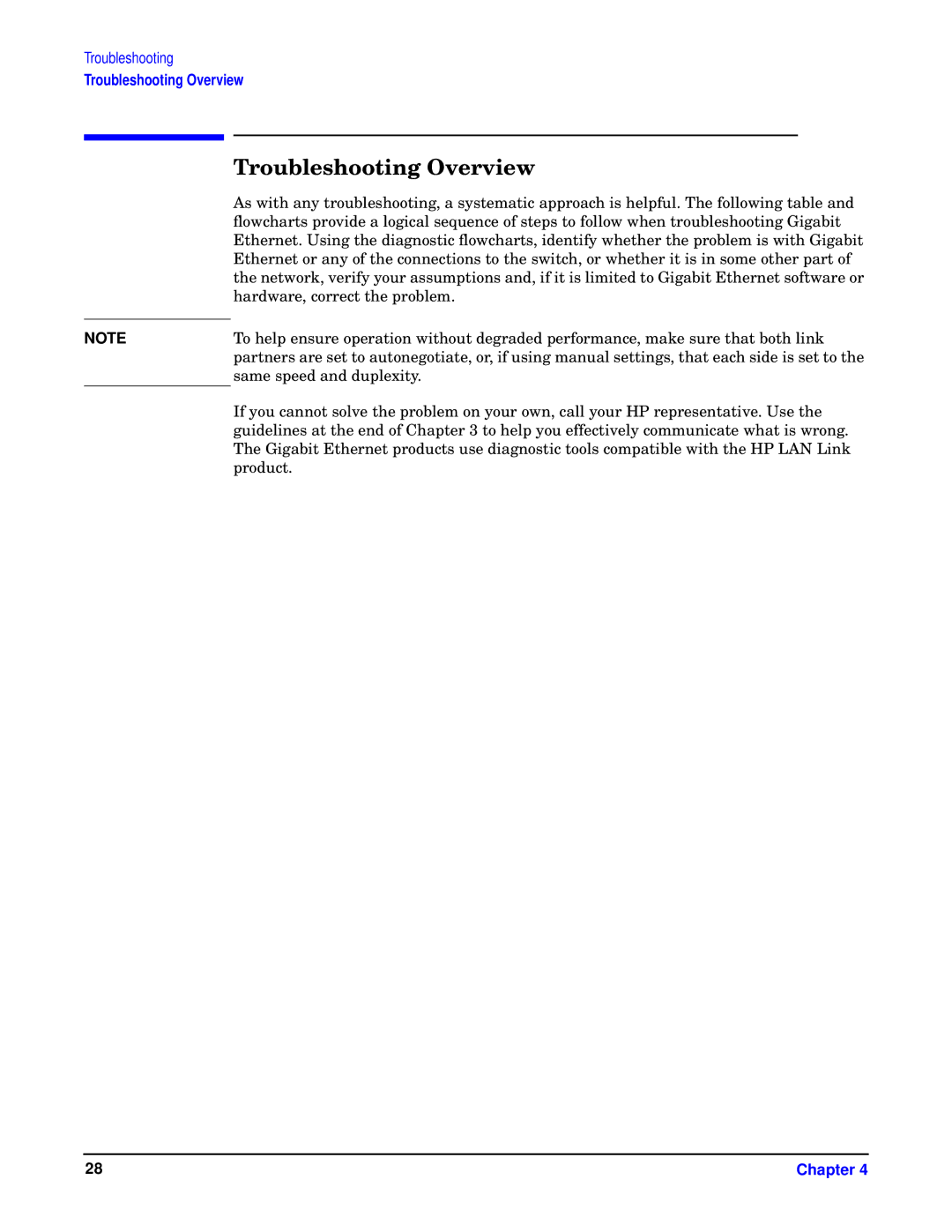 HP I 1000Base-T, HSC/I 1000Base-SX manual Troubleshooting Overview 