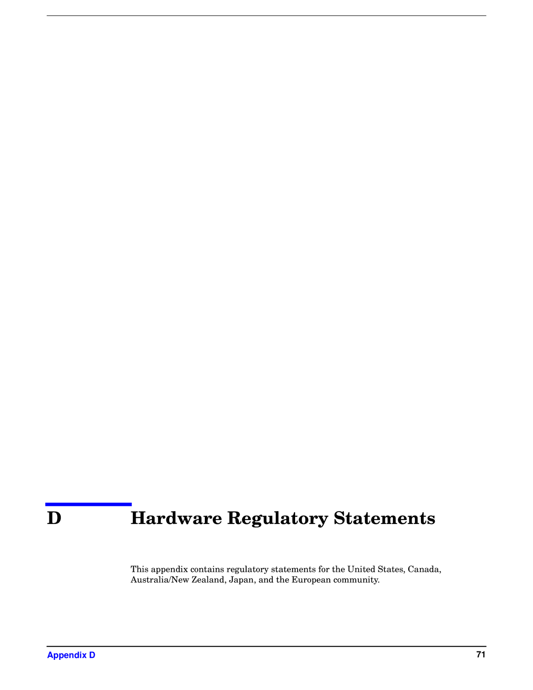 HP HSC/I 1000Base-SX, I 1000Base-T manual Hardware Regulatory Statements 