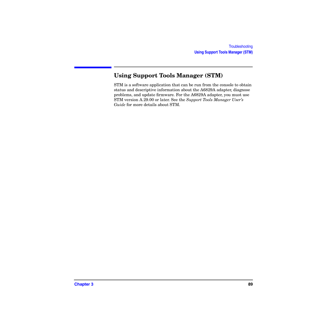 HP I Dual Channel Ultra160 SCSI Host Adapter A6829A manual Using Support Tools Manager STM 