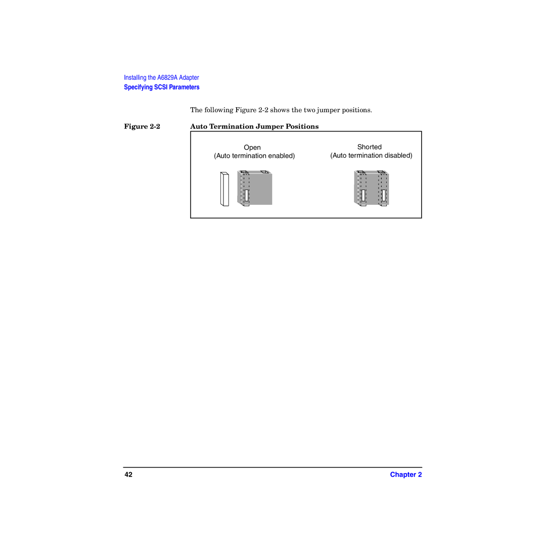 HP I Dual Channel Ultra160 SCSI Host Adapter A6829A manual Auto Termination Jumper Positions 