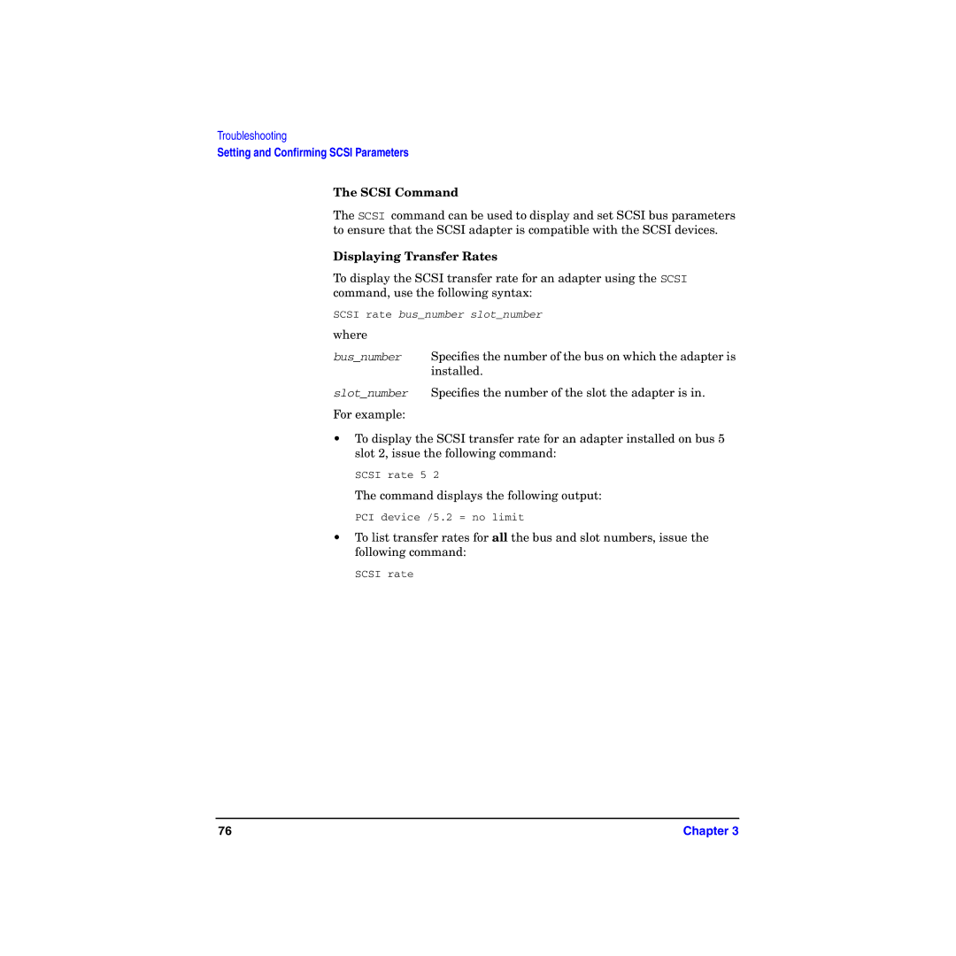 HP I Dual Channel Ultra160 SCSI Host Adapter A6829A manual Scsi Command, Displaying Transfer Rates 