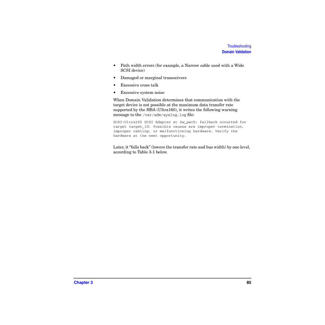 HP I Dual Channel Ultra160 SCSI Host Adapter A6829A manual Domain Validation 