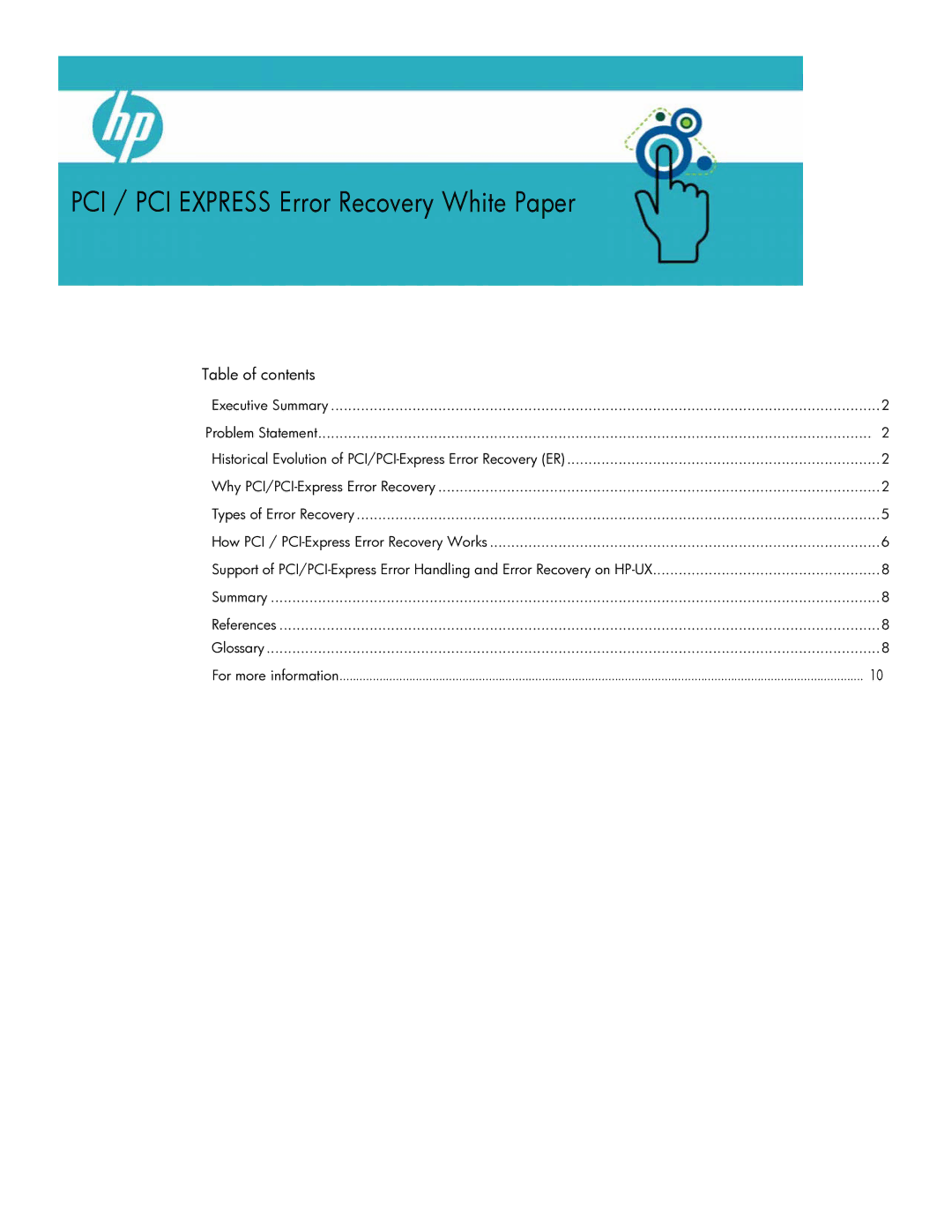 HP I Error Handling and Recovery manual PCI / PCI Express Error Recovery White Paper 