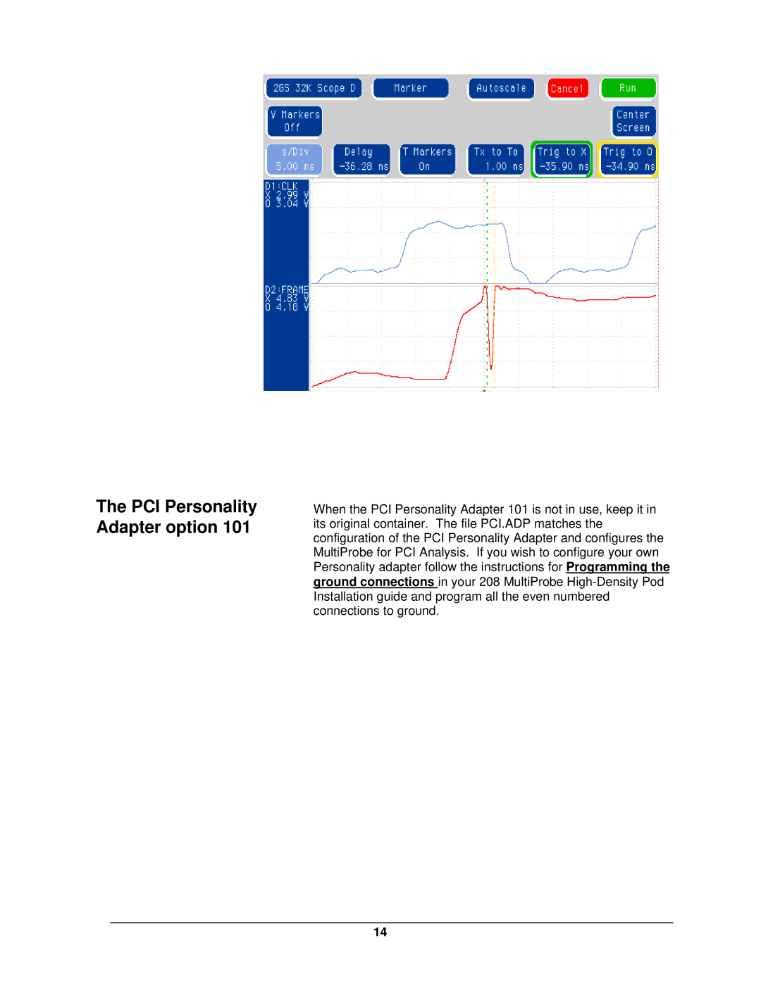 HP I SCOPE PREPROCESSOR FSI64S manual PCI Personality Adapter option 