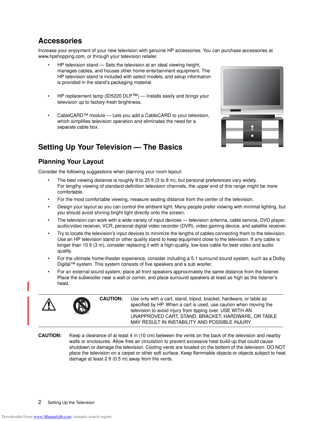 HP ID5286N, ID5226N manual Accessories, Setting Up Your Television The Basics, Planning Your Layout 