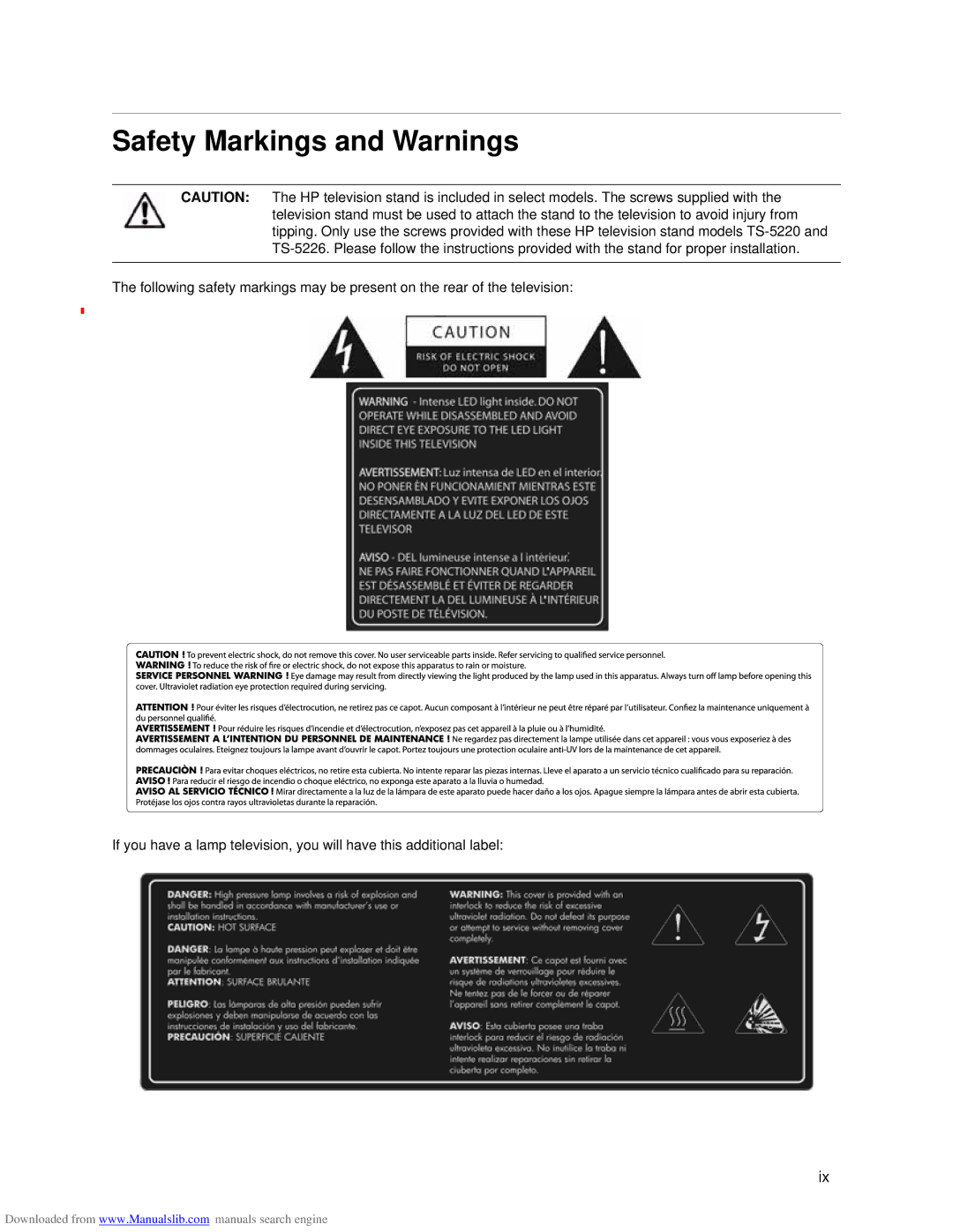 HP ID5226N, ID5286N manual Safety Markings and Warnings 