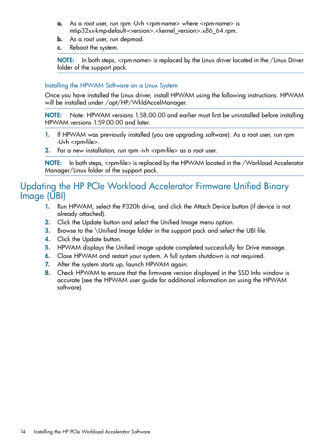 HP Ie Workload Accelerators for Servers manual Installing the Hpwam Software on a Linux System 