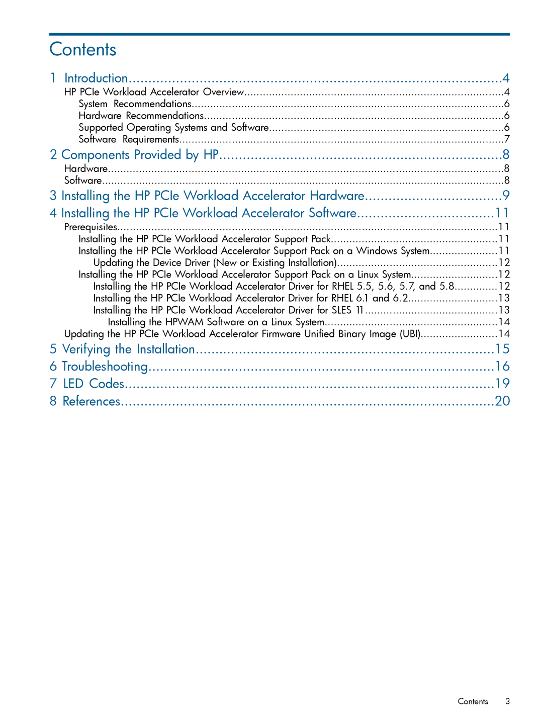 HP Ie Workload Accelerators for Servers manual Contents 