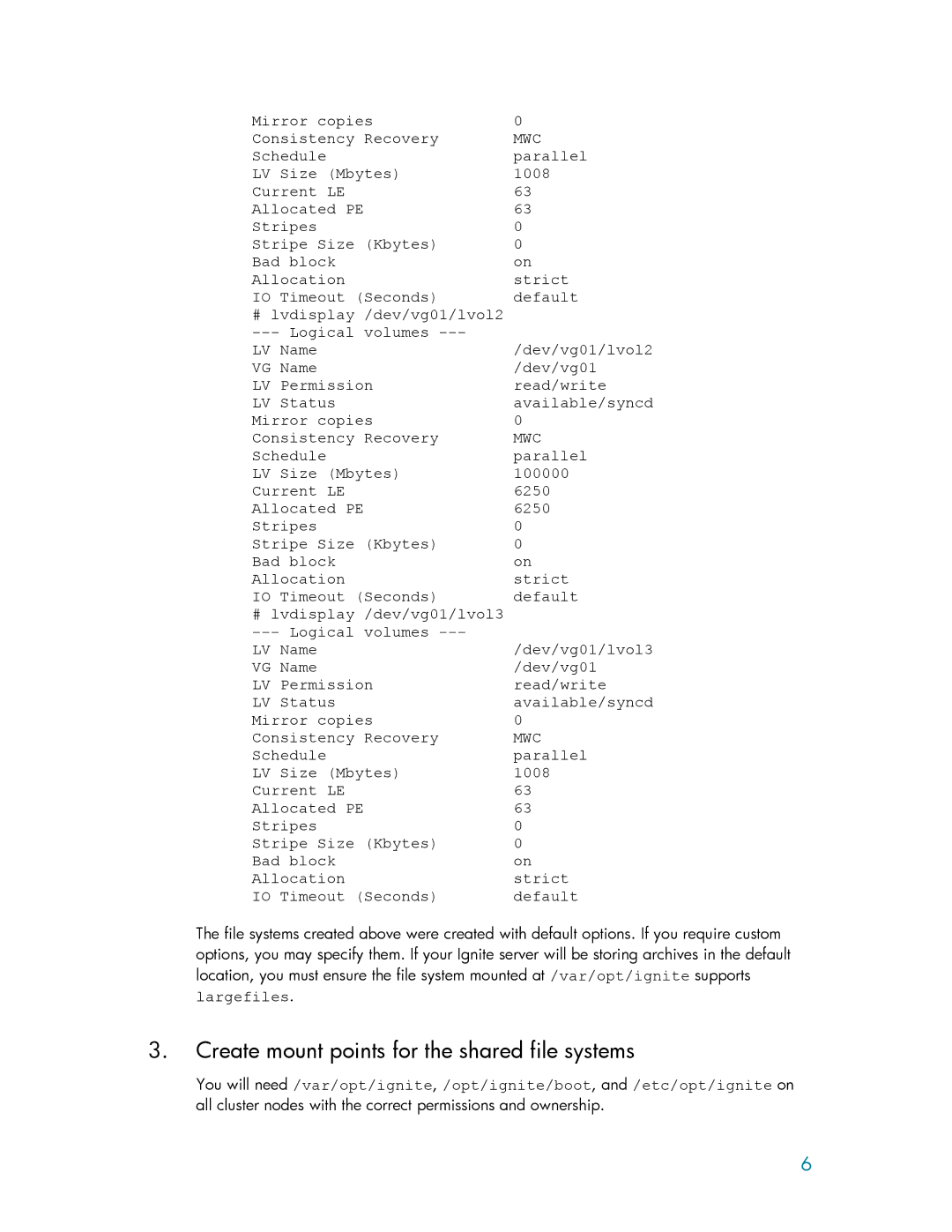 HP Ignite-UX manual Create mount points for the shared file systems, Mwc 