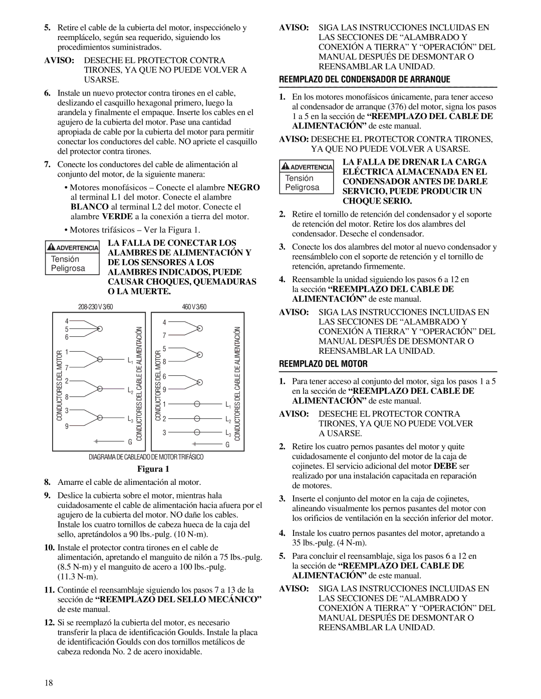 HP IM059R02, 3886, 3885 manual Reemplazo DEL Condensador DE Arranque, Reemplazo DEL Motor 