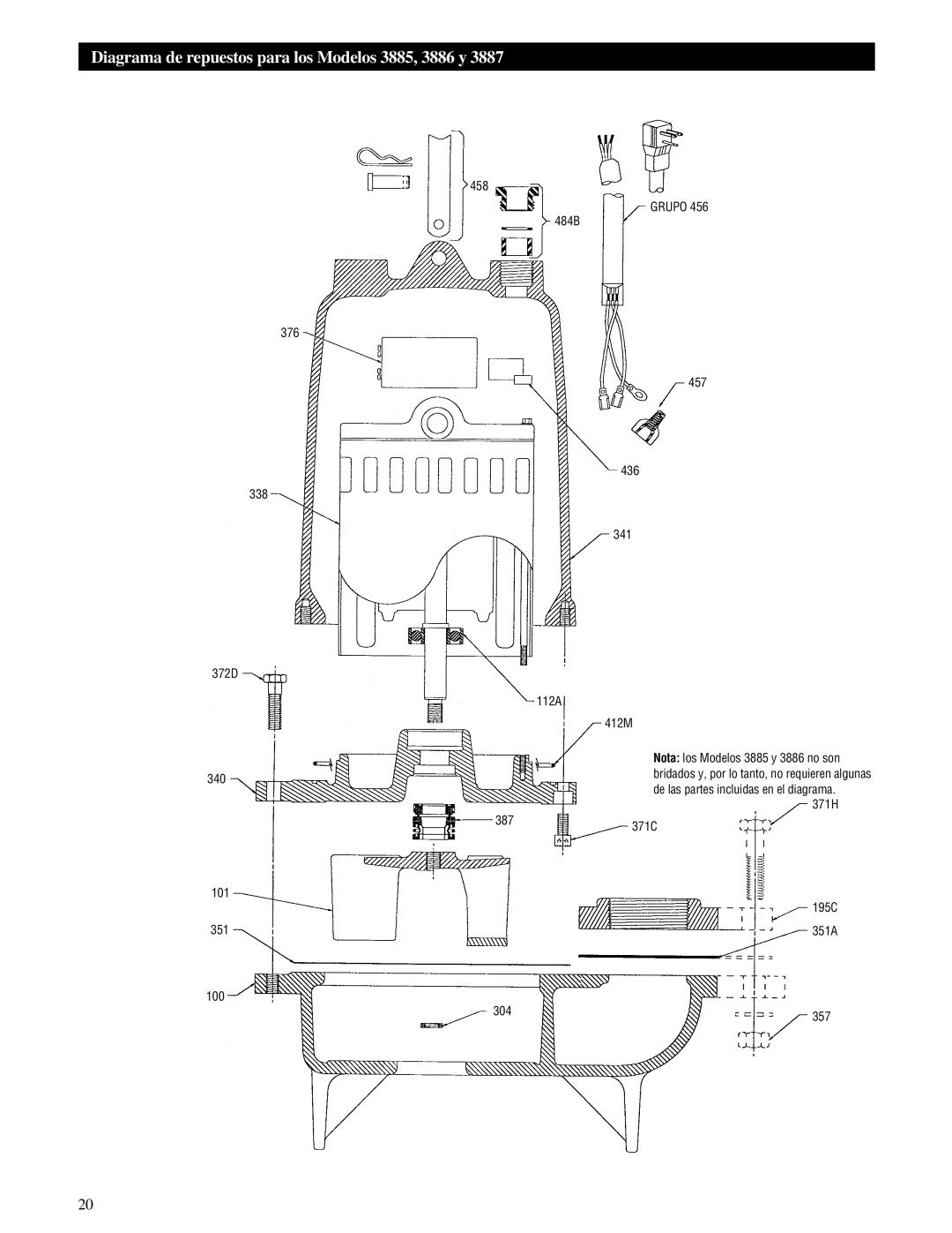 HP IM059R02 Diagrama de repuestos para los Modelos 3885, 3886 y, 484B 457 436 341 112A 412M, 371H 387371C 195C 351A 