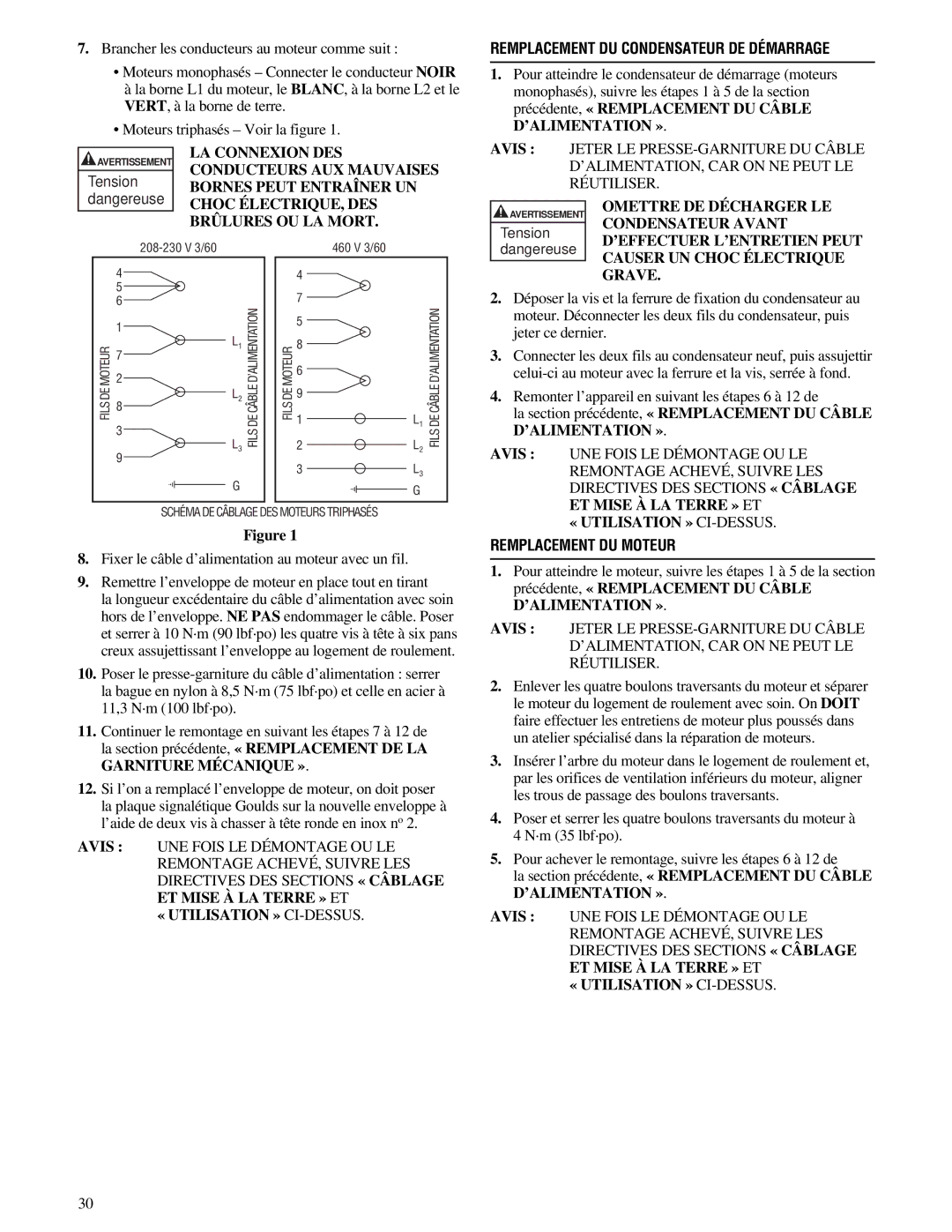 HP IM059R02, 3886, 3885 manual Remplacement DU Condensateur DE Démarrage, Remplacement DU Moteur 