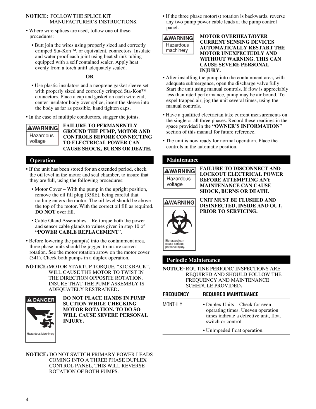 HP 3886, IM059R02, 3885 manual Operation, Periodic Maintenance, Frequency Required Maintenance 