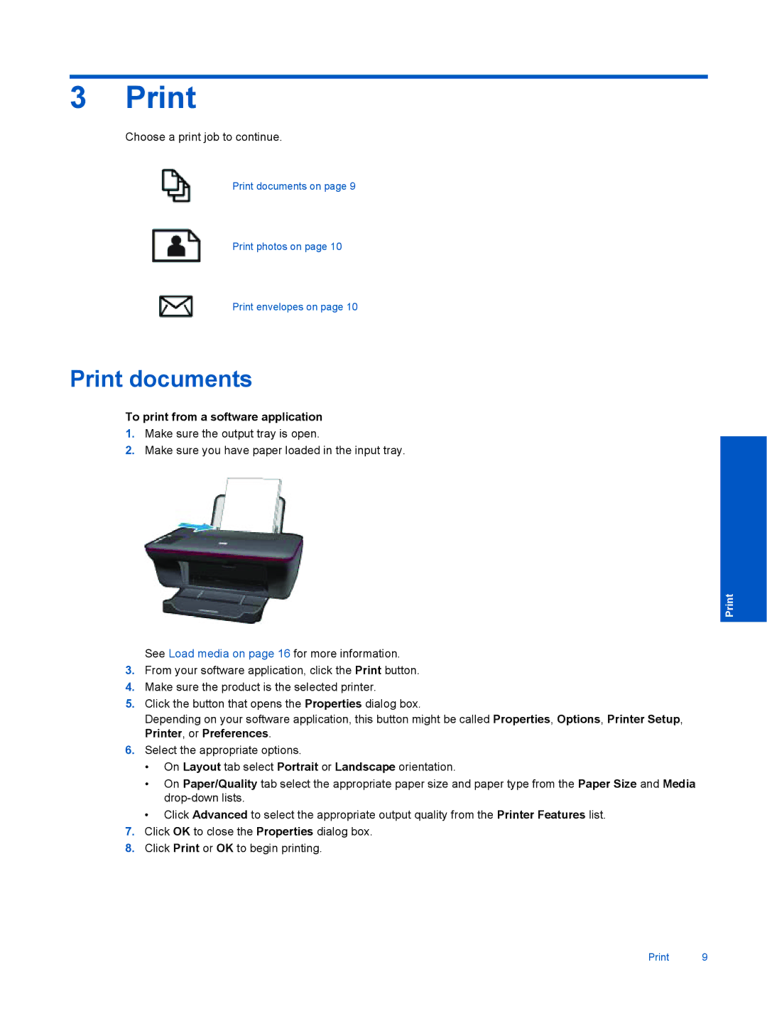 HP Ink Advantage 2060 - K1 manual Print documents, To print from a software application 