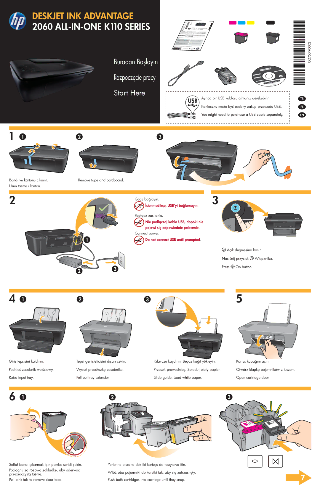 HP Ink Advantage 2060 - K1 manual Deskjet INK Advantage 2060 ALL-IN-ONE K110 Series, Buradan Başlayın, Start Here 