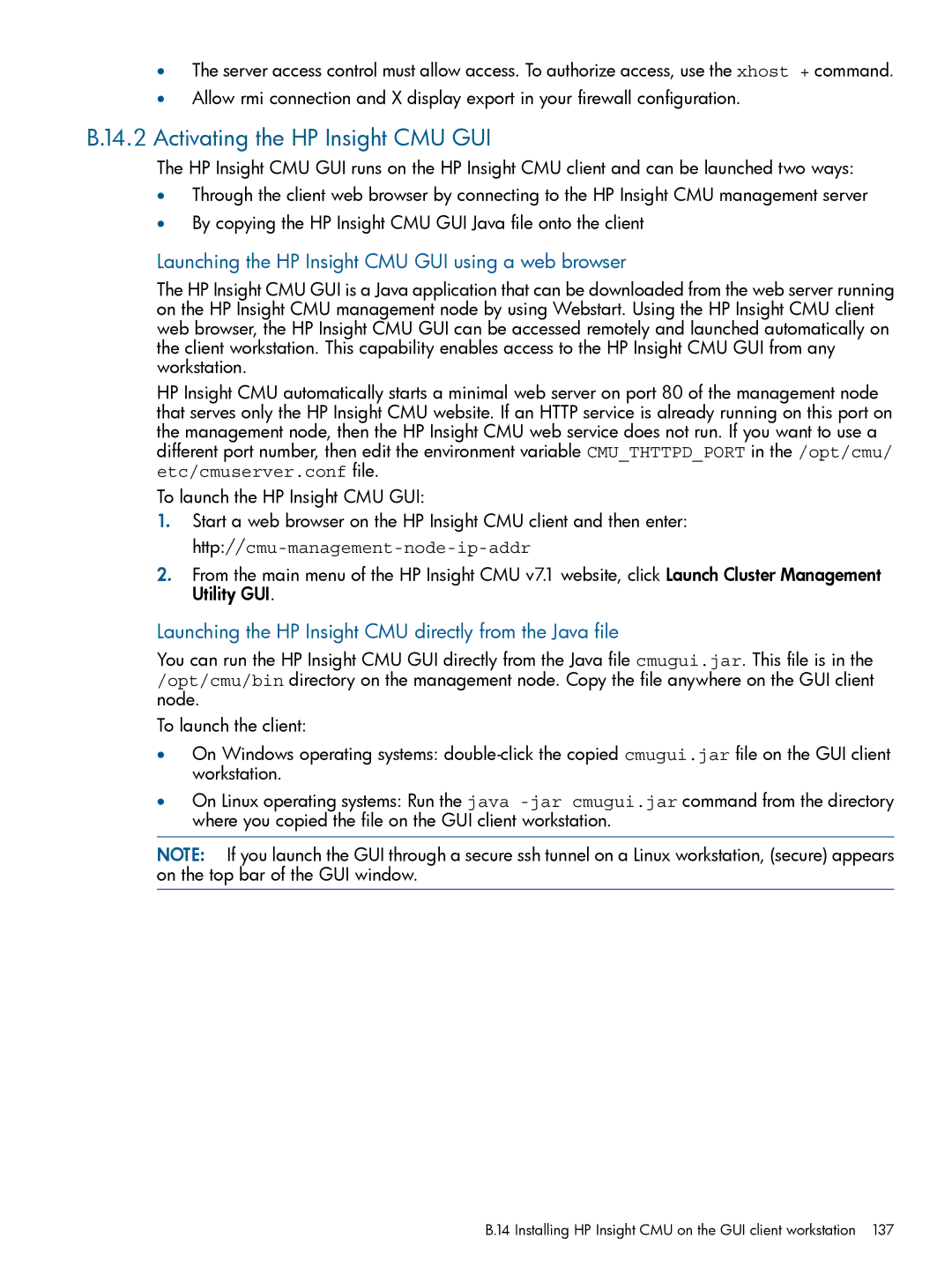 HP Insight Cluster Management Utility manual Activating the HP Insight CMU GUI 