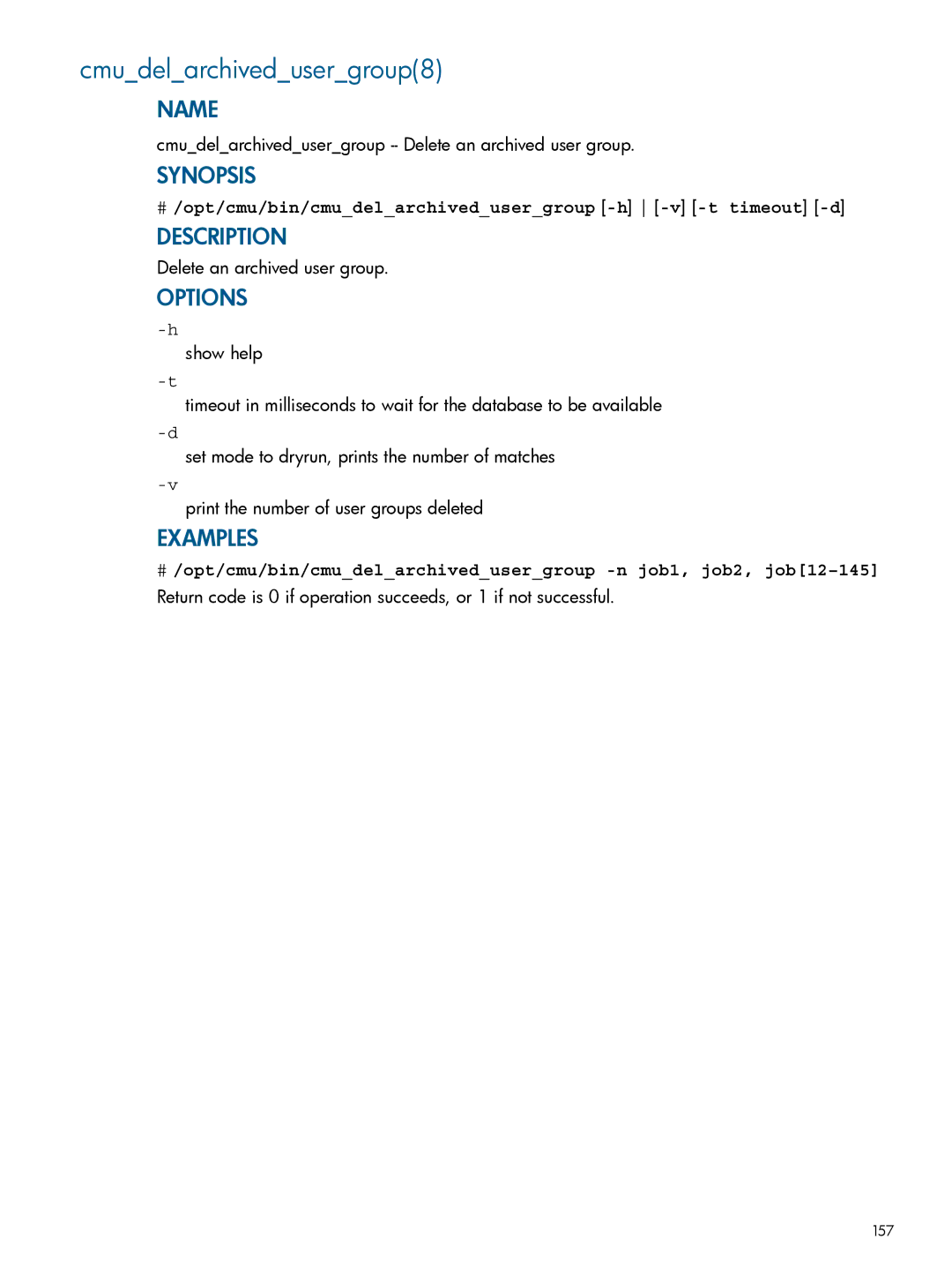 HP Insight Cluster Management Utility Cmudelarchivedusergroup8, Cmudelarchivedusergroup -- Delete an archived user group 