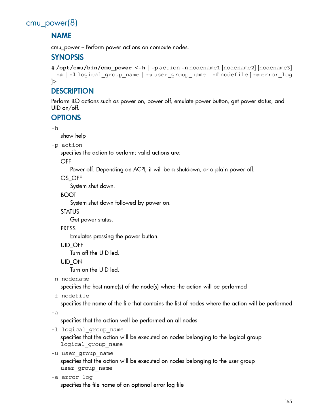 HP Insight Cluster Management Utility manual Cmupower8 