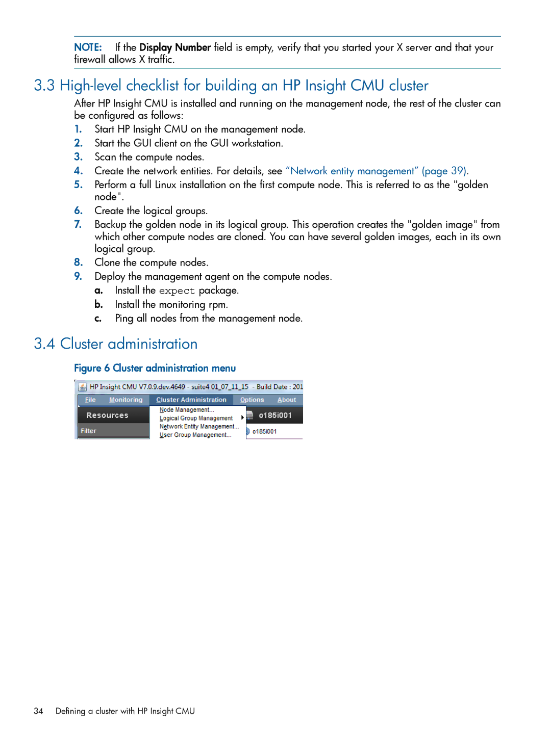 HP Insight Cluster Management Utility High-level checklist for building an HP Insight CMU cluster, Cluster administration 