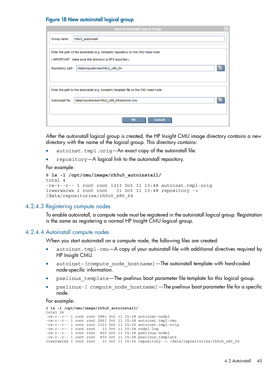 HP Insight Cluster Management Utility manual Registering compute nodes, Autoinstall compute nodes 