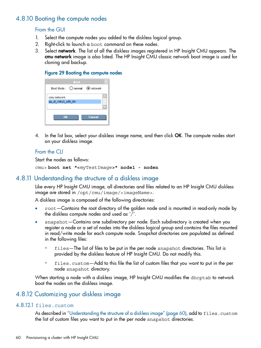 HP Insight Cluster Management Utility manual Booting the compute nodes, Understanding the structure of a diskless image 