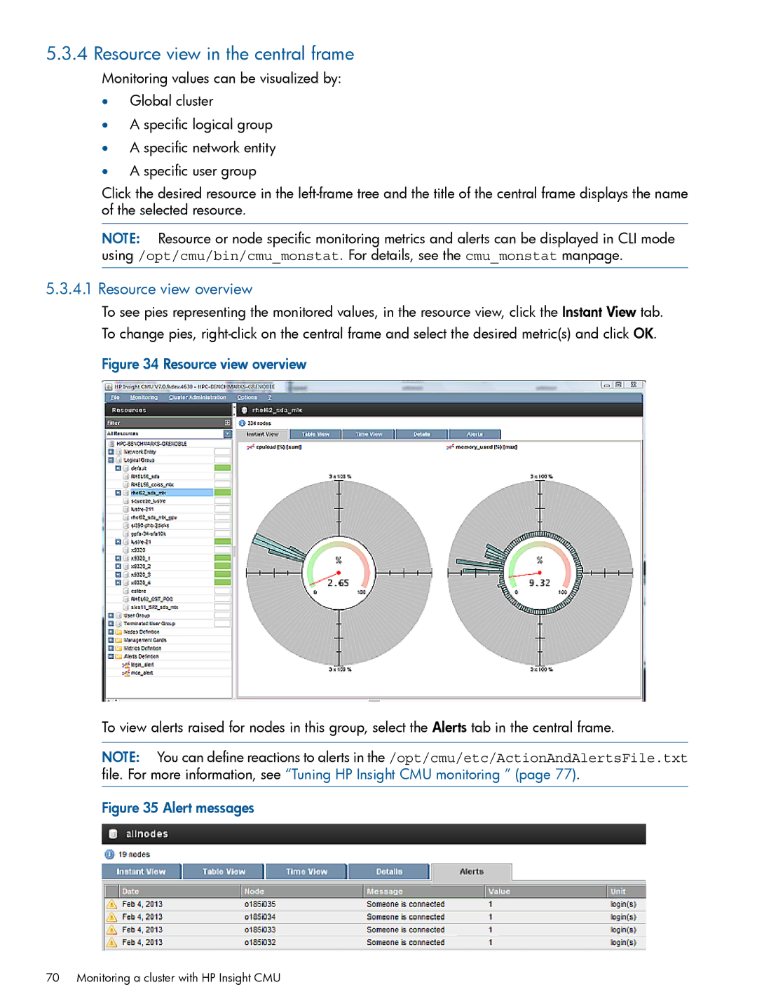 HP Insight Cluster Management Utility manual Resource view in the central frame, Resource view overview 