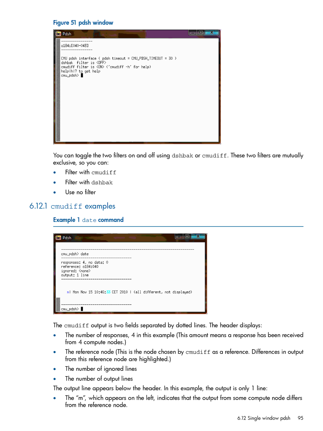 HP Insight Cluster Management Utility manual Cmudiff examples 