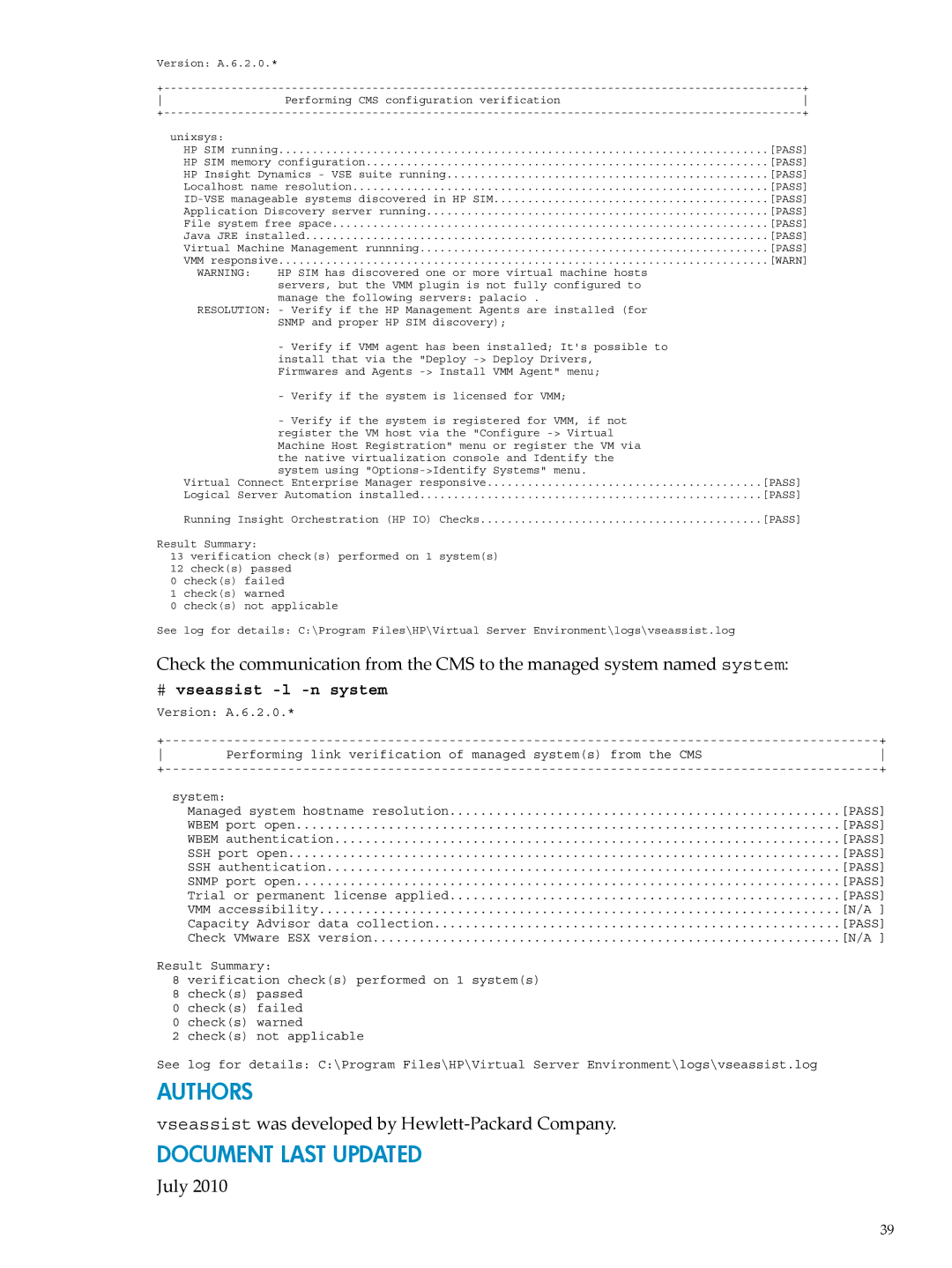 HP INSIGHT DYNAMICS T8671-91017 manual Authors 