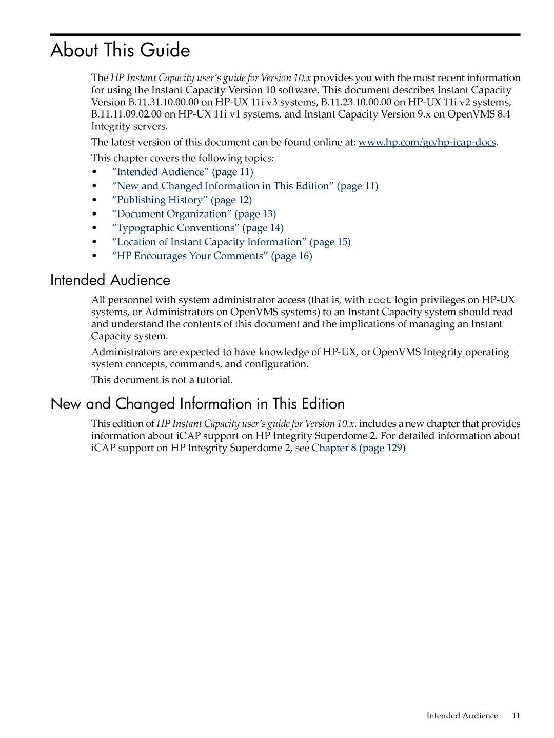 HP Instant Capacity (iCAP) manual About This Guide, Intended Audience, New and Changed Information in This Edition 