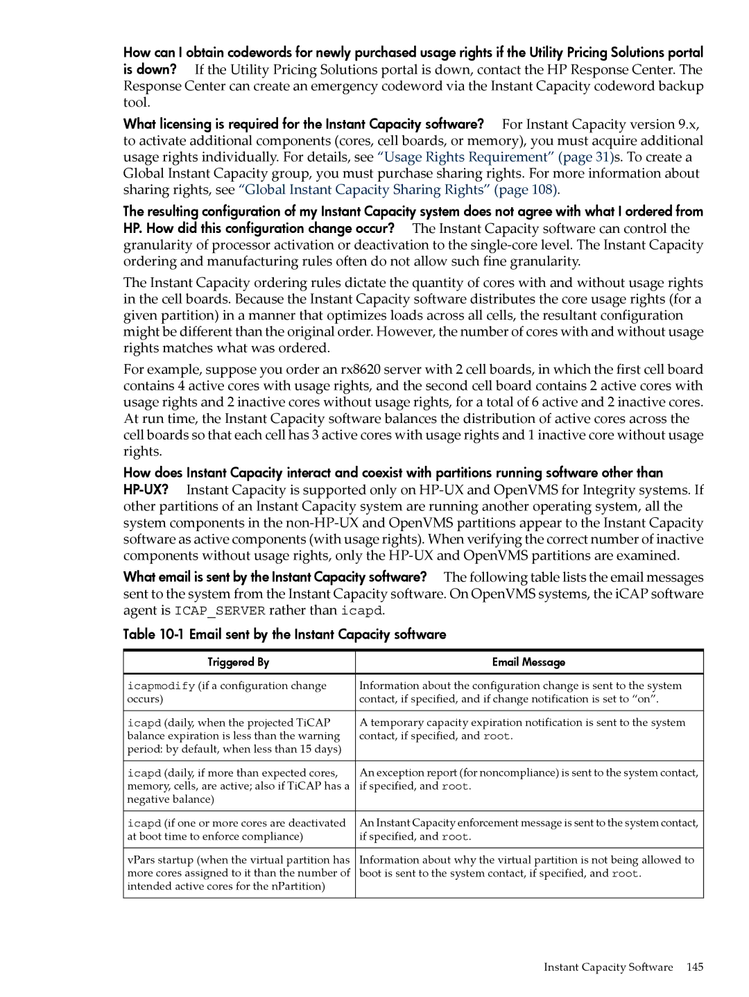 HP Instant Capacity (iCAP) manual Icapmodify if a configuration change 