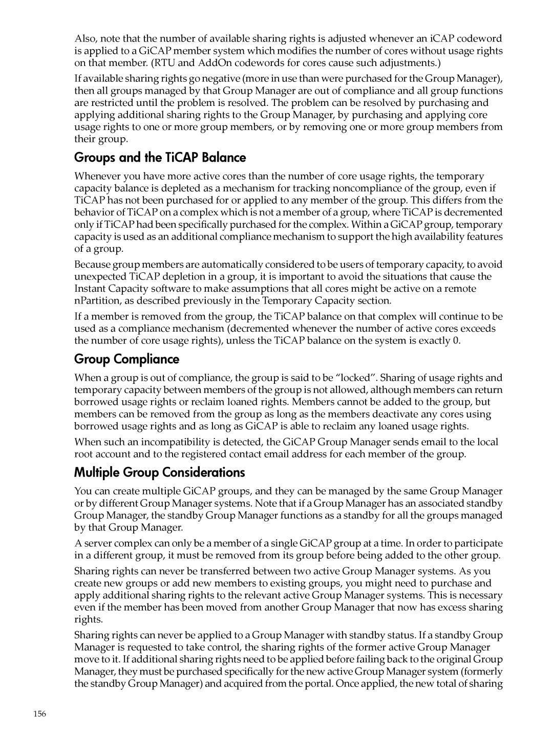 HP Instant Capacity (iCAP) manual Groups and the TiCAP Balance, Group Compliance, Multiple Group Considerations 