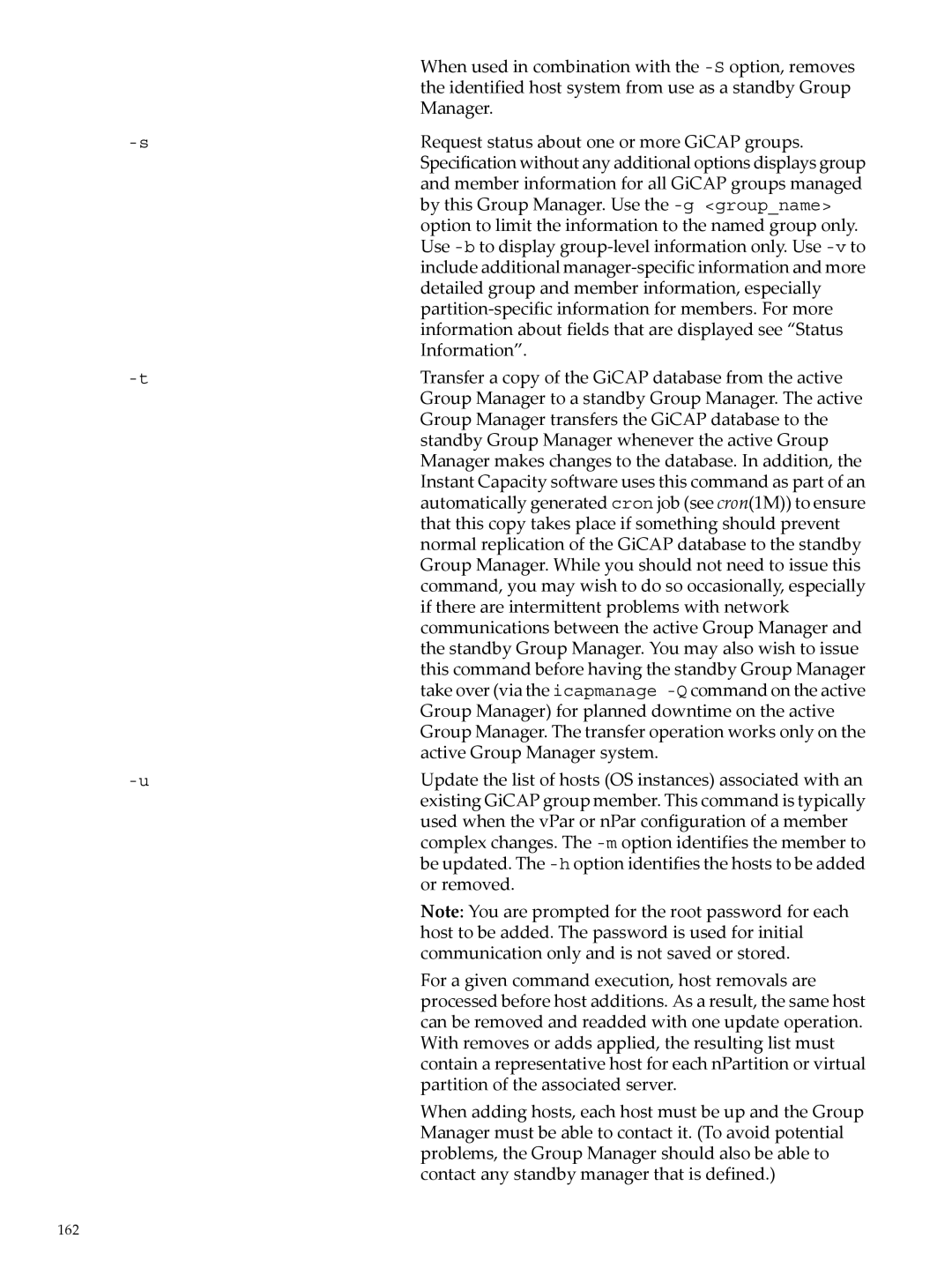 HP Instant Capacity (iCAP) manual Identified host system from use as a standby Group, Manager, Information, Or removed 