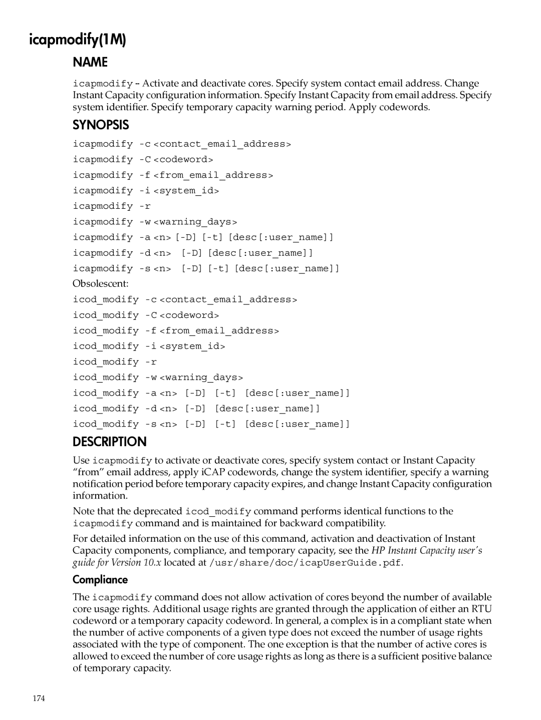 HP Instant Capacity (iCAP) manual Icapmodify1M, Compliance 