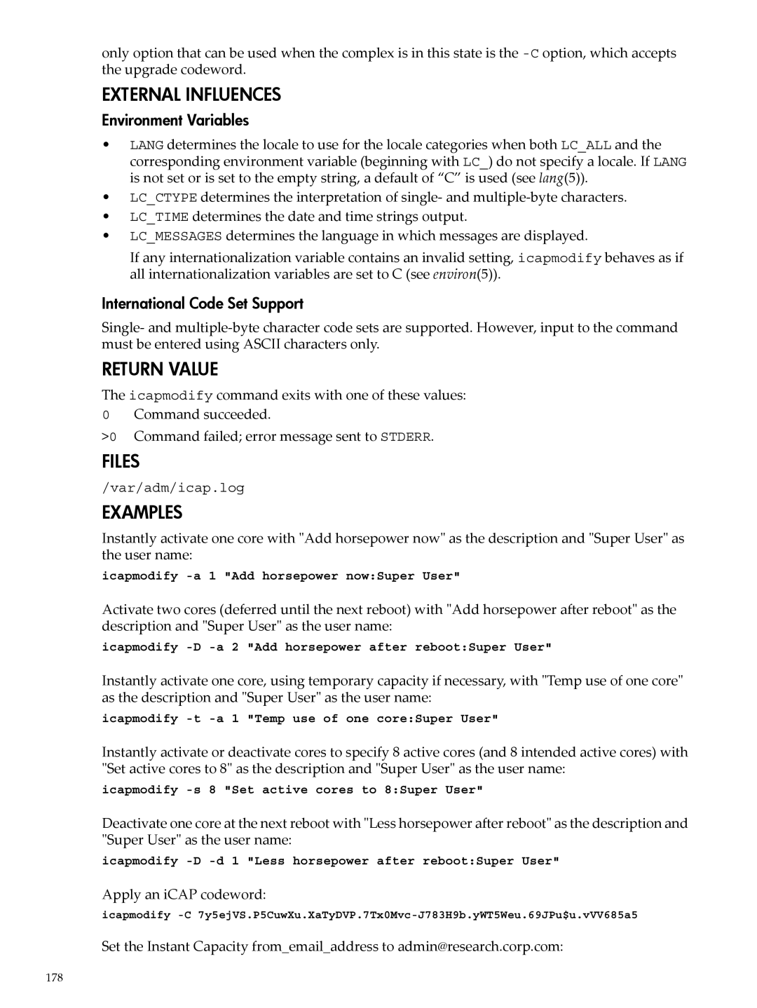 HP Instant Capacity (iCAP) manual Environment Variables, Apply an iCAP codeword 