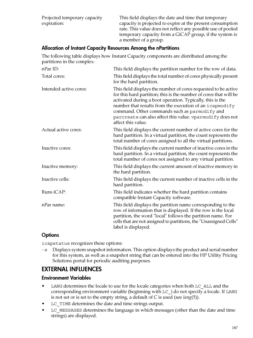 HP Instant Capacity (iCAP) manual Member of a group, For the hard partition, Command. Other commands such as parmodify 