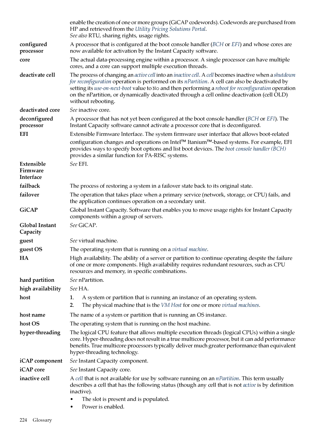 HP Instant Capacity (iCAP) manual Efi 