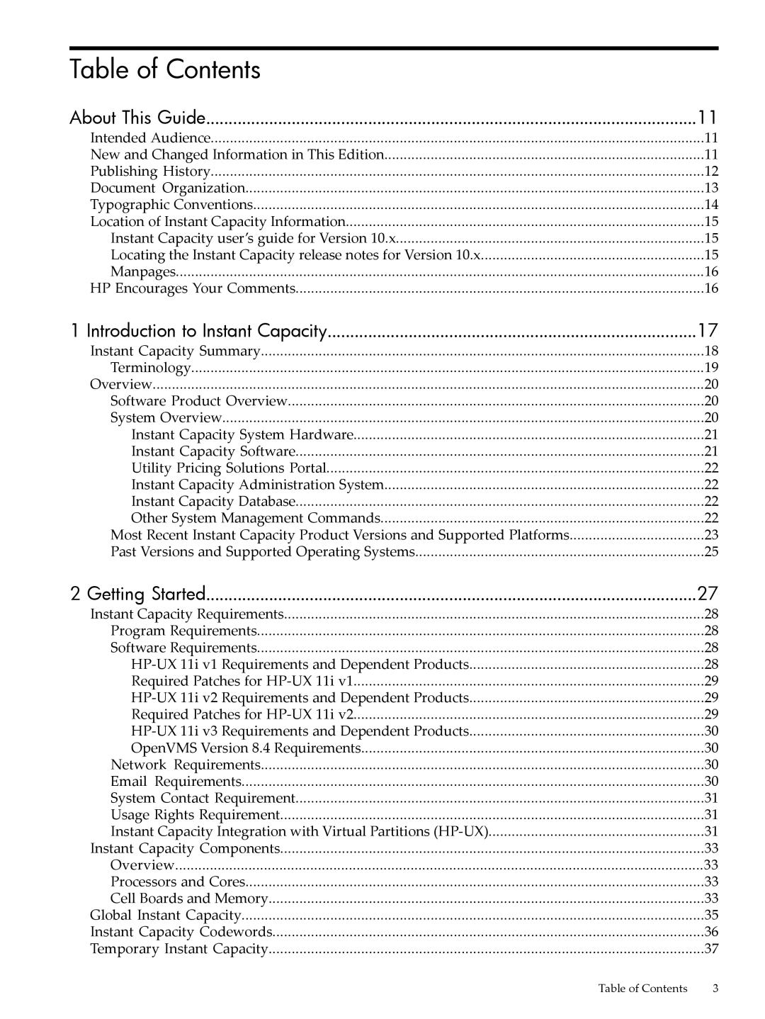 HP Instant Capacity (iCAP) manual Table of Contents 