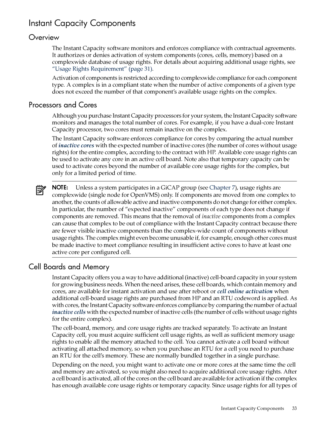 HP Instant Capacity (iCAP) manual Instant Capacity Components, Overview, Processors and Cores, Cell Boards and Memory 