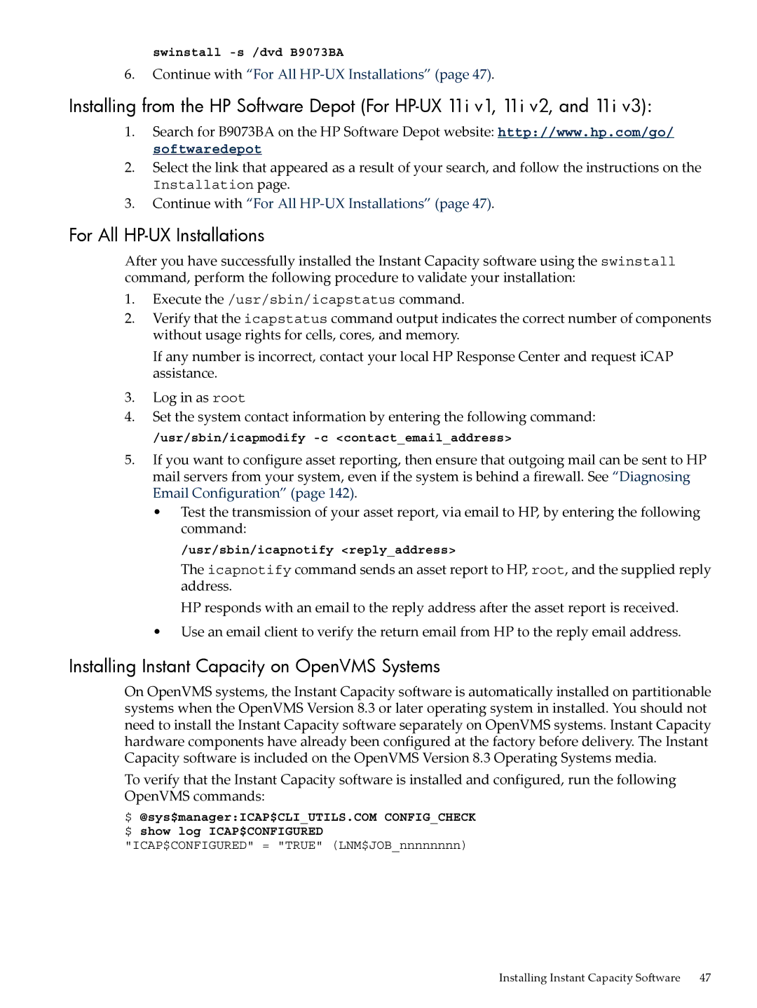 HP Instant Capacity (iCAP) manual For All HP-UX Installations, Installing Instant Capacity on OpenVMS Systems 