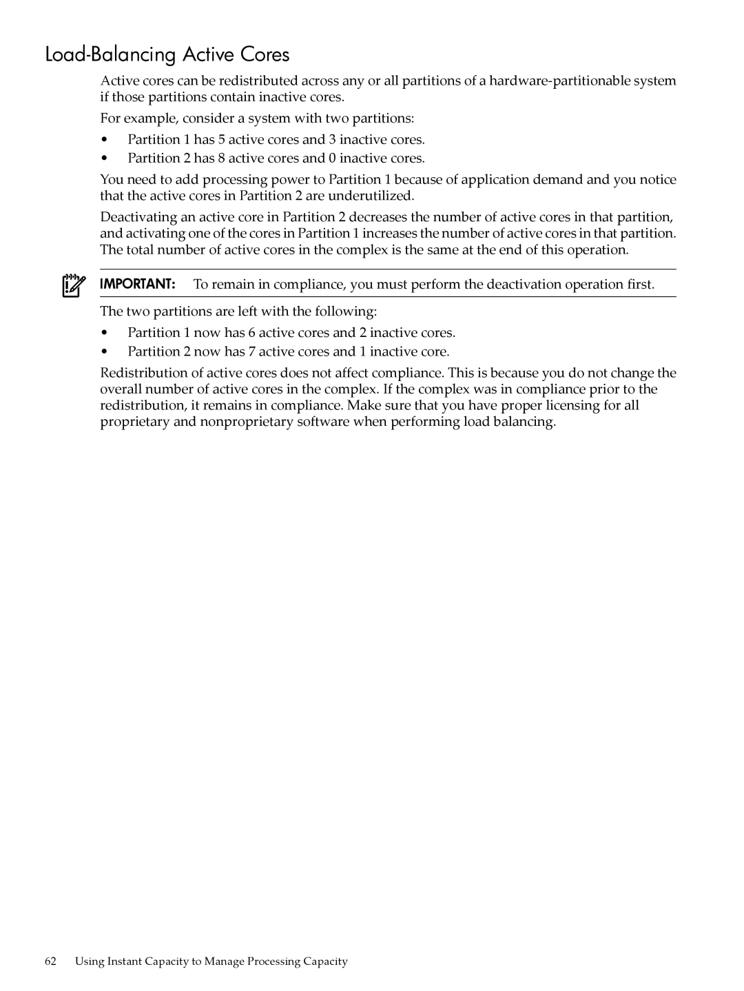 HP Instant Capacity (iCAP) manual Load-Balancing Active Cores 