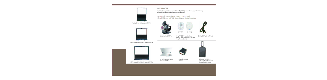 HP Instant Cinema Ep9012 manual Accessories 