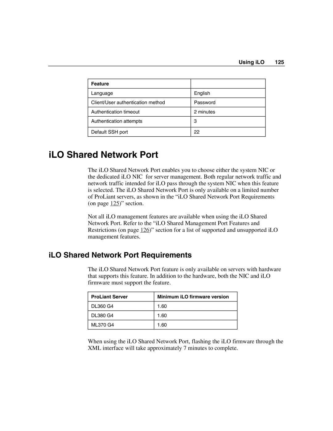 HP Integrated Lights-Out manual ILO Shared Network Port Requirements 